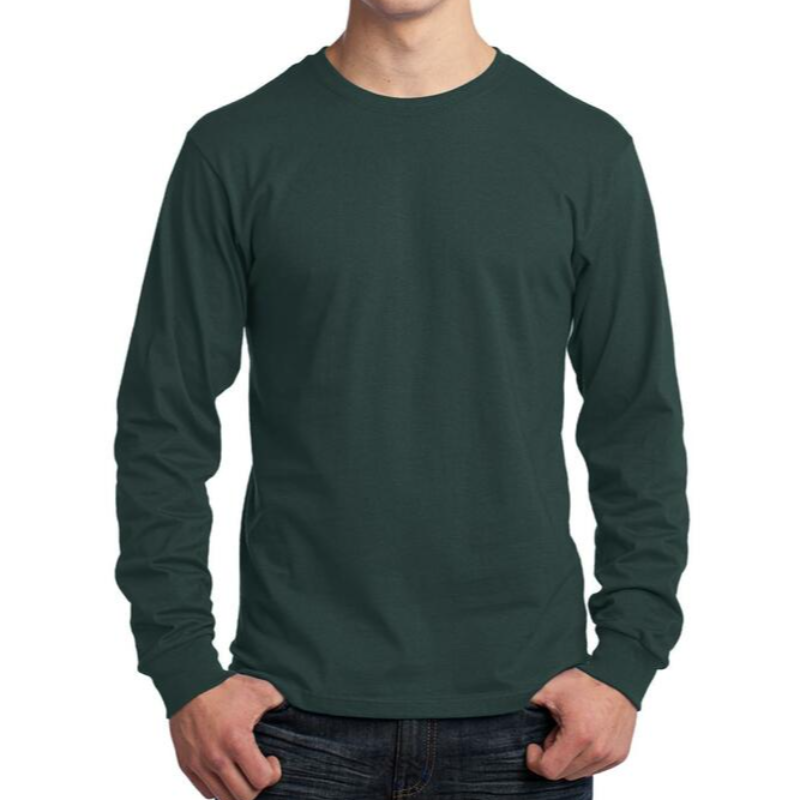 Port & Company Long Sleeve Tee (Dark Green/White text) Main Image